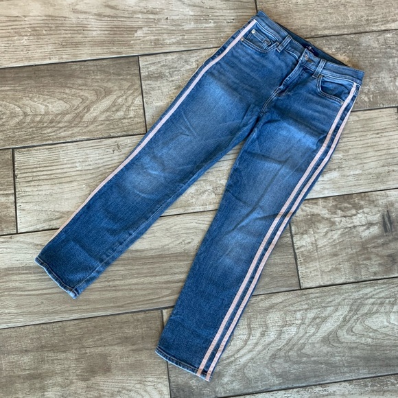 • 7 For All Mankind • Roxanne Straight-Leg Ankle Stripe Denim Jeans • 26 • $229 - Picture 3 of 15